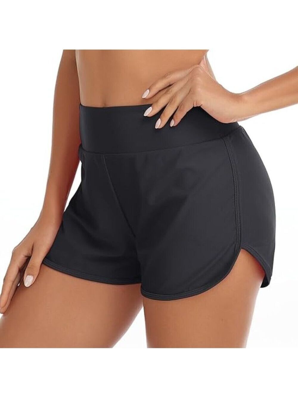✨RELLECIGA Women's Board Shorts High Waisted Swim Shorts Large Black